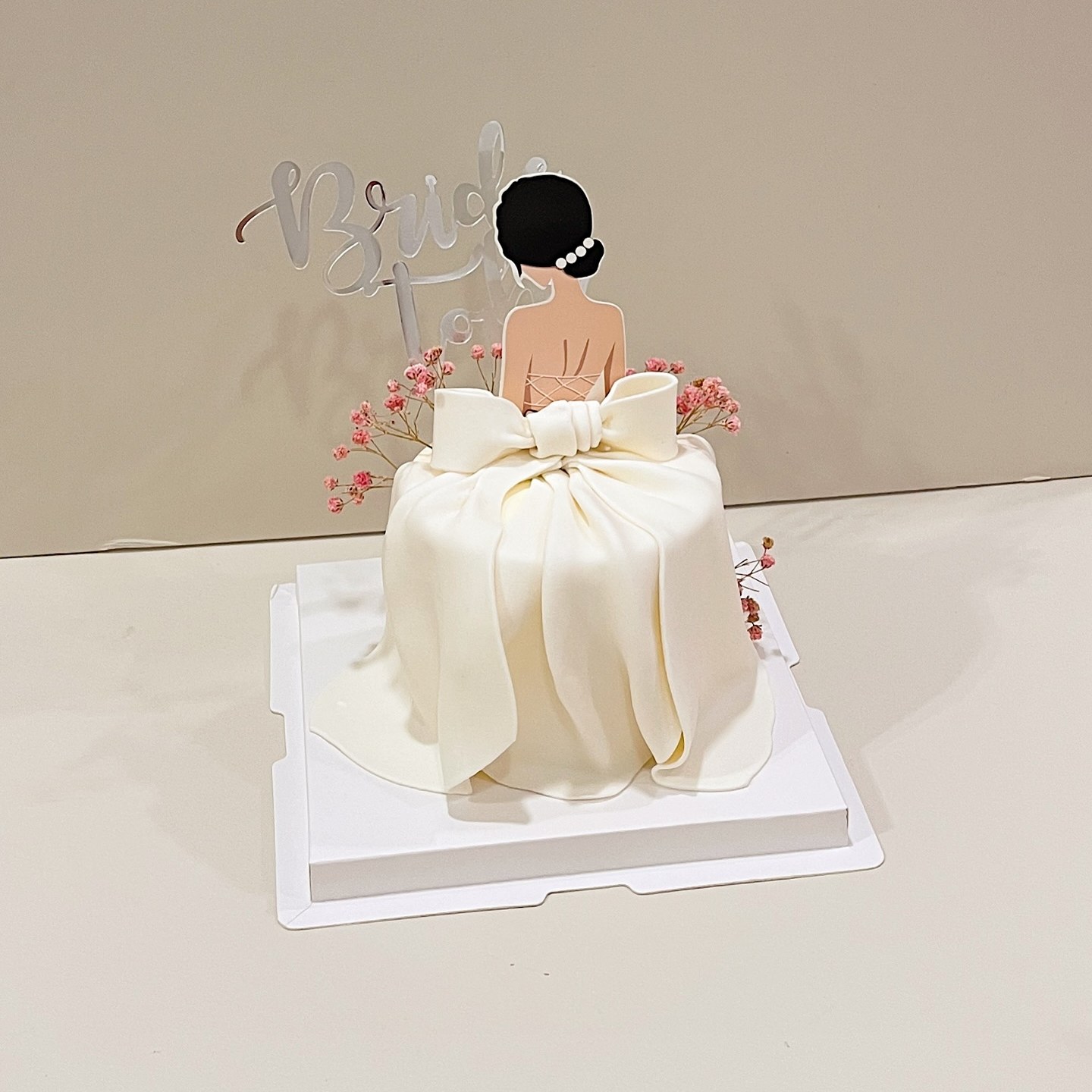 Minimalist flat-lay illustrated cake with a personalised birthday message