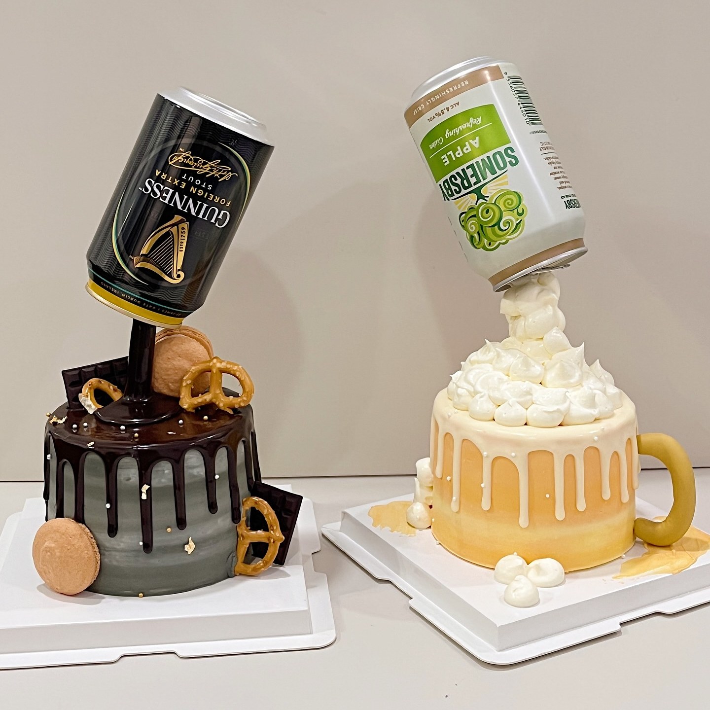 Minimalist flat-lay illustrated cake with a hand-drawn portrait